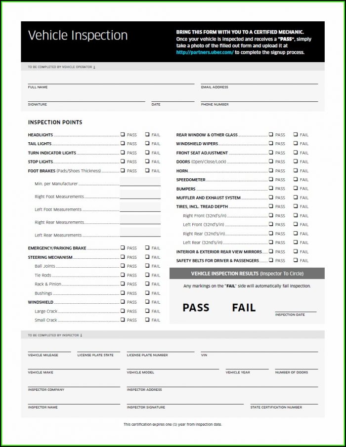 Printable Lyft Inspection Form Printable Word Searches