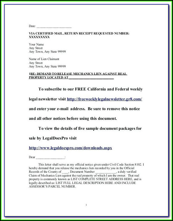Mechanics Lien Form California 2017 Mechanics Lien Form California 2017