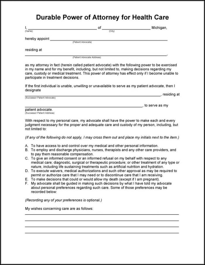 Medical Power Of Attorney Form Nc Medical Power Of Attorney Form Nc