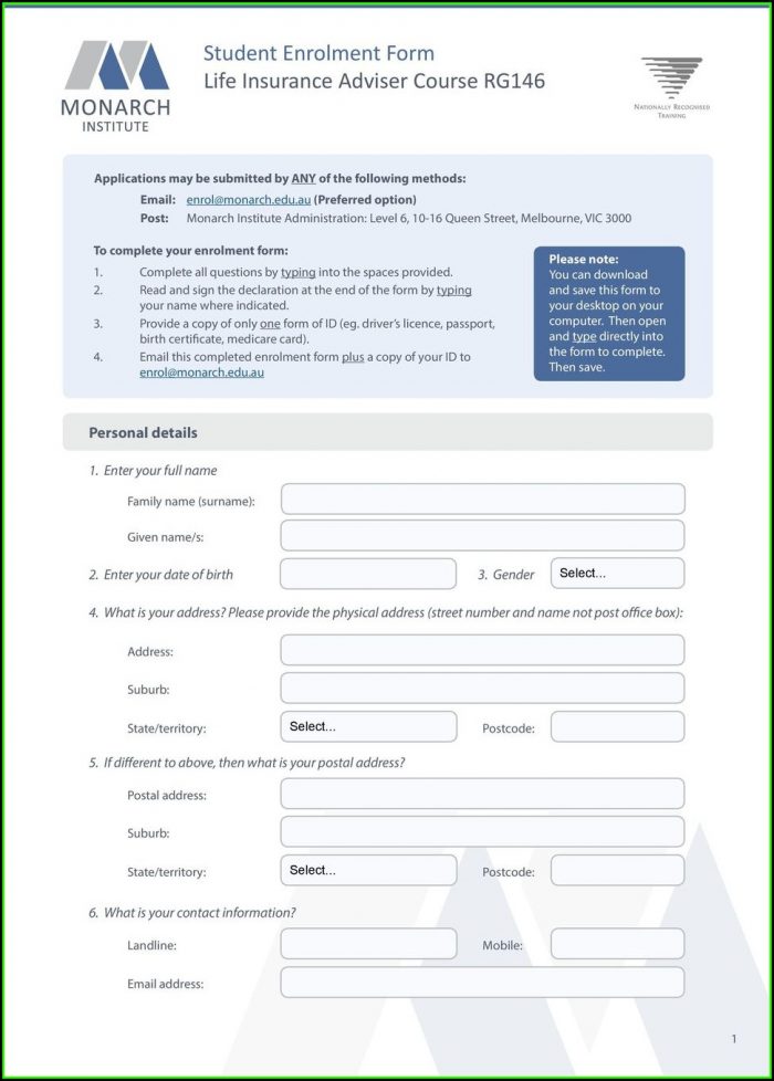 Medicare Card Enrolment Form Medicare Card Enrolment Form