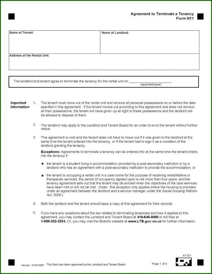 Notice To Terminate Tenancy Ontario Form N12 Notice To Terminate Tenancy Ontario Form N12