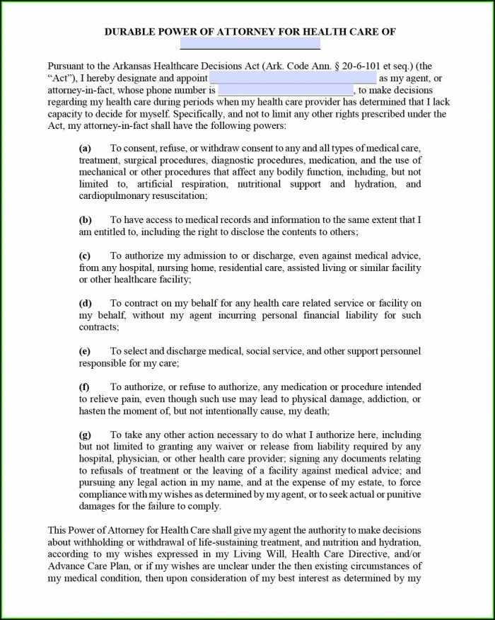 Power Of Attorney Form Arkansas Power Of Attorney Form Arkansas
