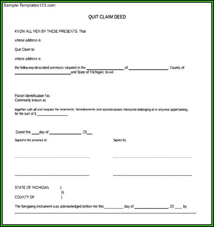 Quit Claim Deed Sample Michigan Quit Claim Deed Sample Michigan
