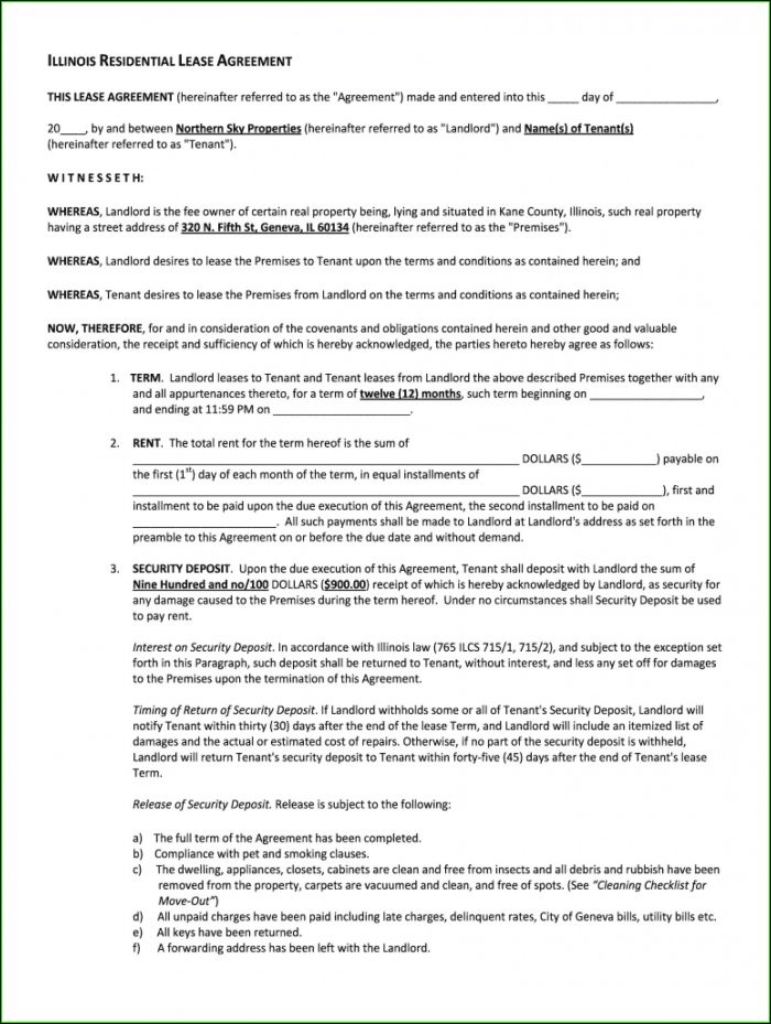 Residential Lease Form Illinois Residential Lease Form Illinois