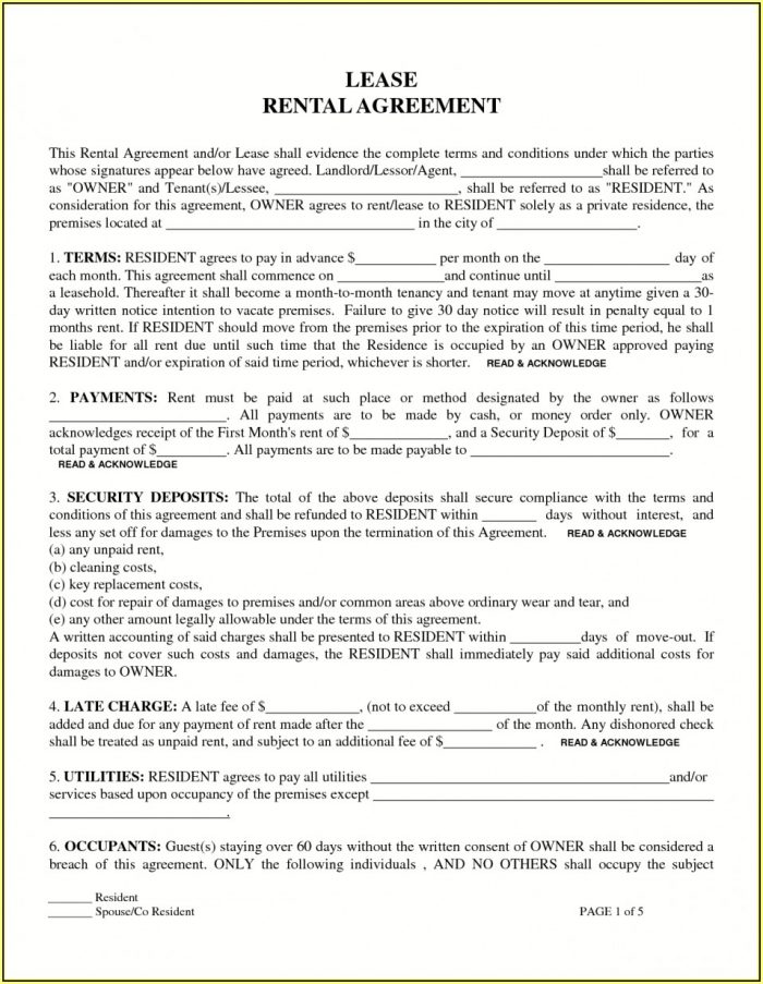 Residential Lease Template Residential Lease Template
