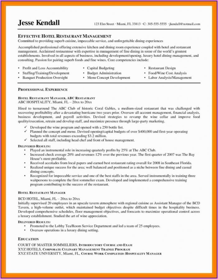 Restaurant Manager Resume Builder Restaurant Manager Resume Builder
