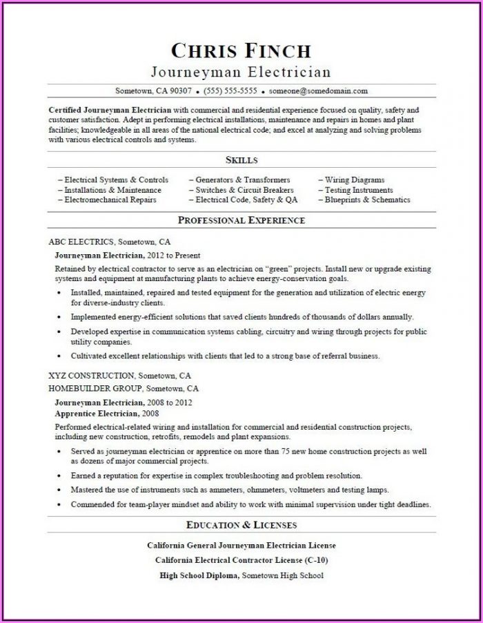 Resume Examples For Electricians Apprentice Resume Examples For Electricians Apprentice
