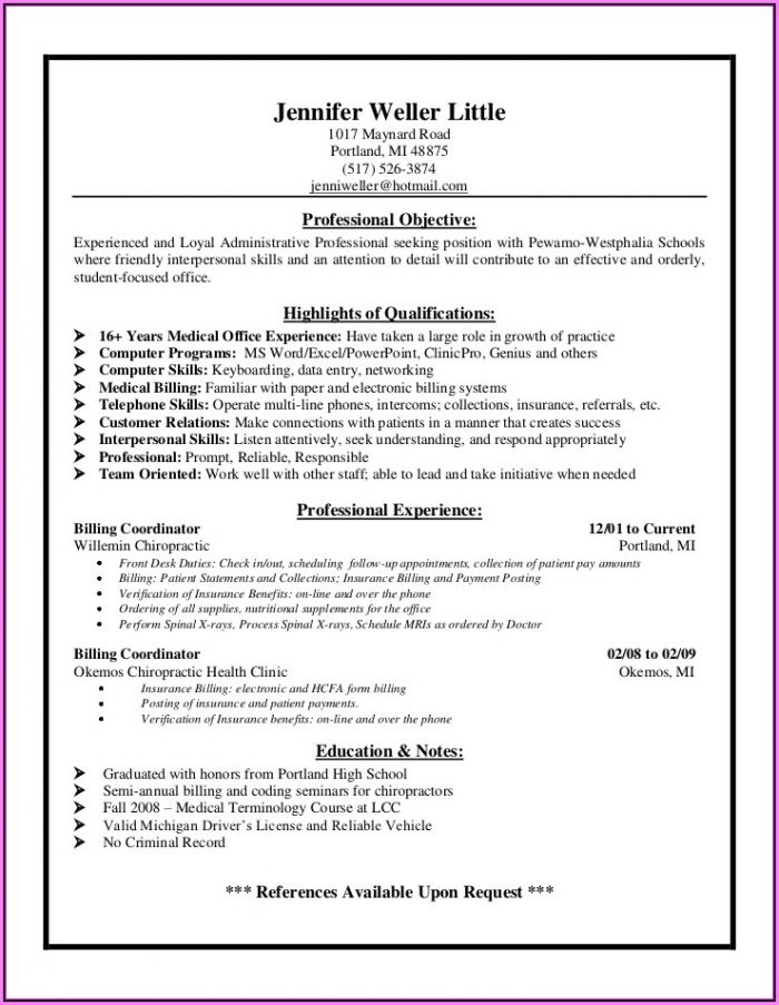 Resume For Medical Billing And Collections Resume For Medical Billing And Collections