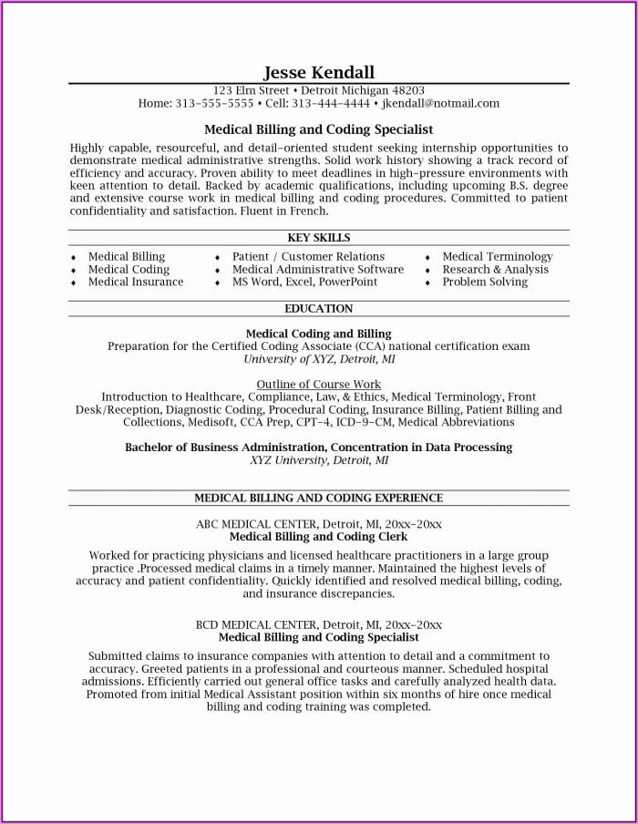 Resume Medical Billing Specialist Resume Medical Billing Specialist