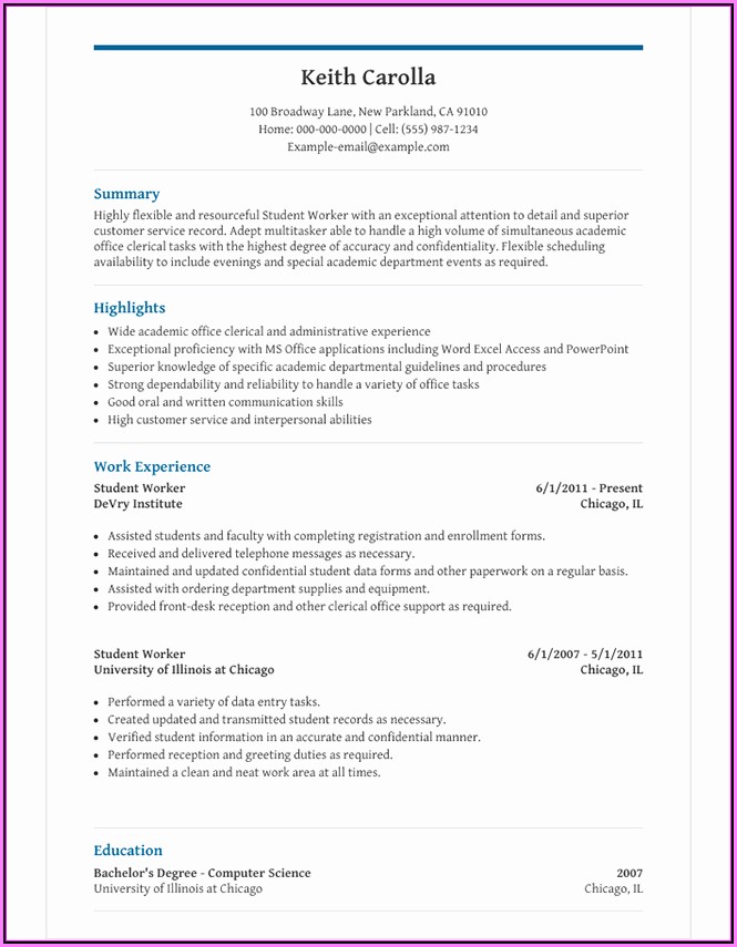 Resume Template For High School Resume Template For High School
