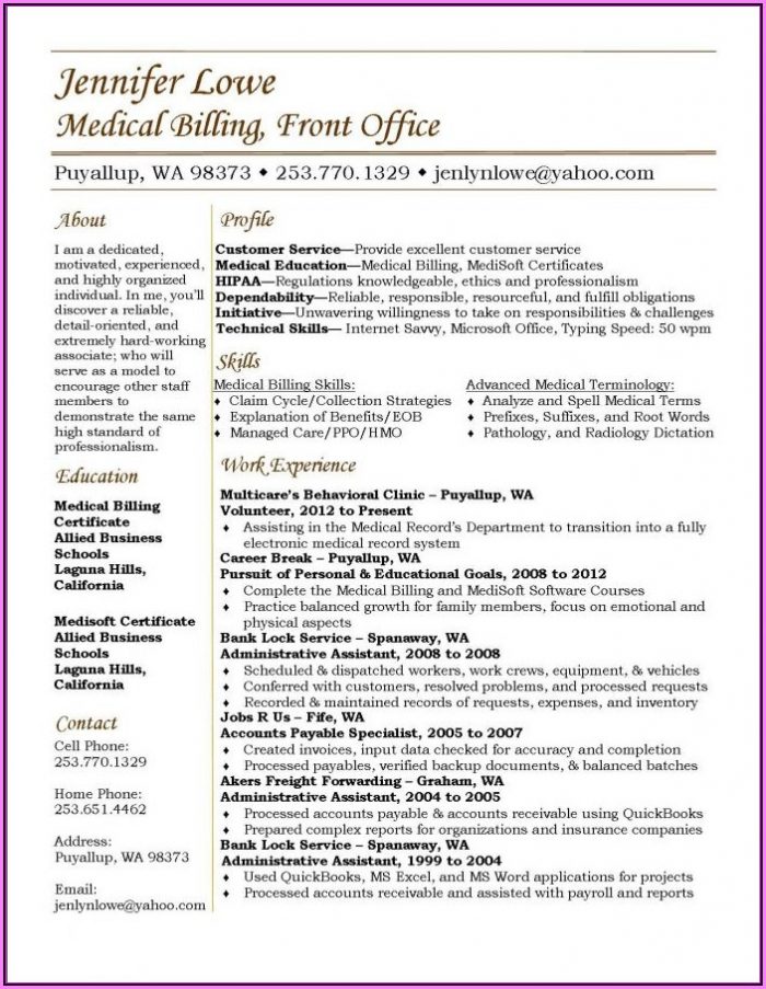 Resume Templates For Medical Billing And Coding Resume Templates For Medical Billing And Coding