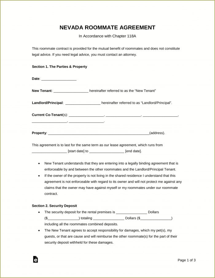 Room Rental Agreement Form Nevada Room Rental Agreement Form Nevada