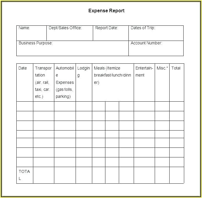 Sample Travel Expense Form Excel Sample Travel Expense Form Excel
