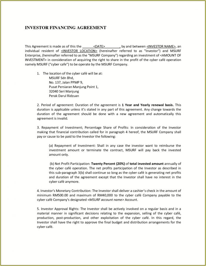 Simple Investment Contract Template Simple Investment Contract Template