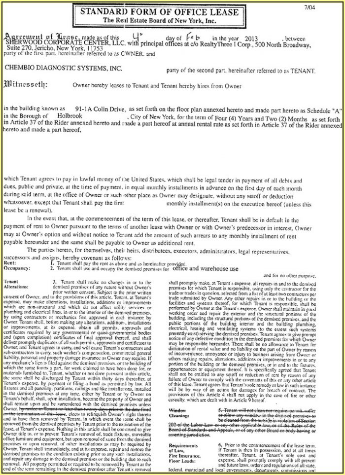 Standard Form Of Store Lease The Real Estate Board Of New York Inc Standard Form Of Store Lease The Real Estate Board Of New York Inc