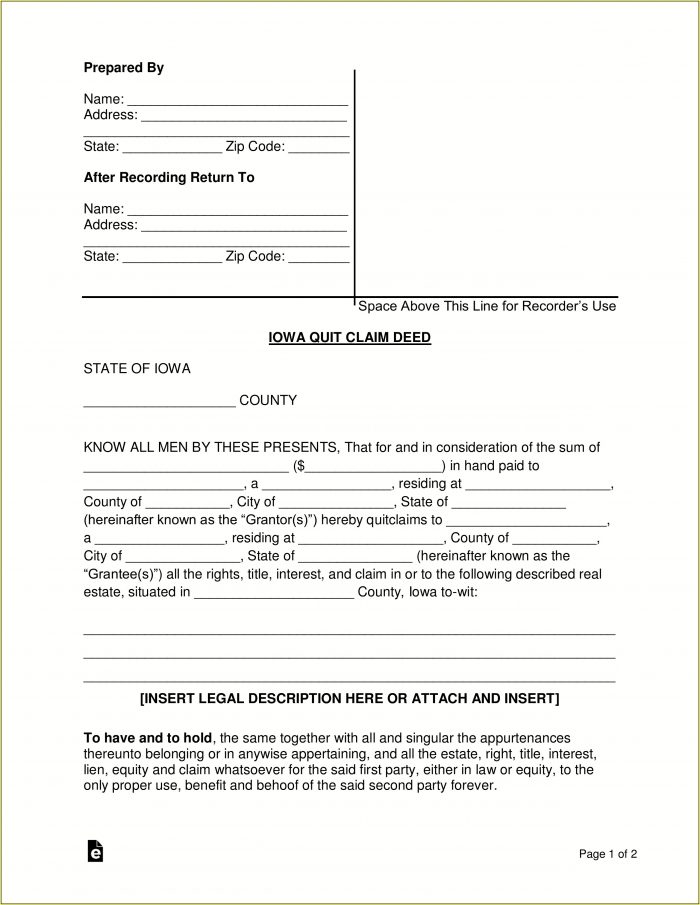 State Of Iowa Quit Claim Deed Form State Of Iowa Quit Claim Deed Form