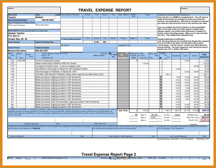 Travel Expense Form Template Excel Travel Expense Form Template Excel