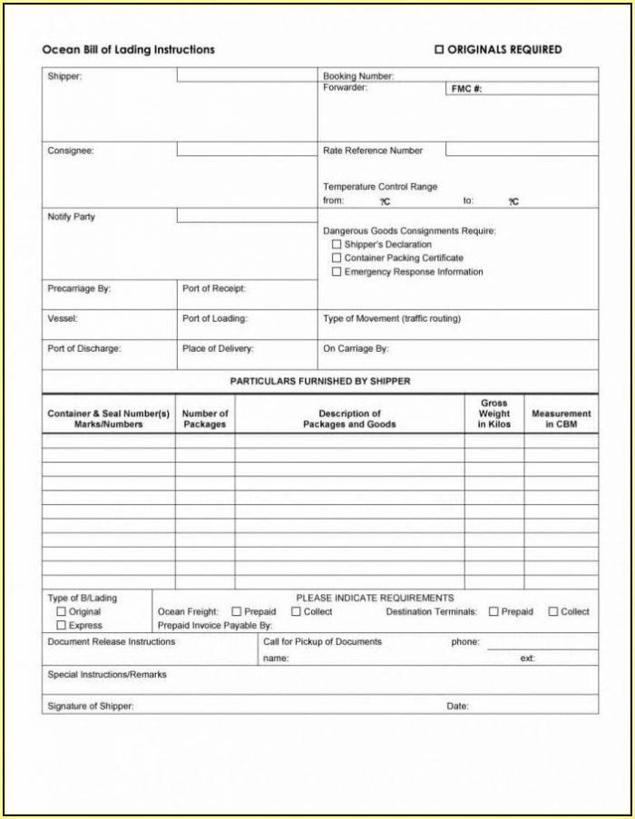 Ups Freight Straight Bill Of Lading Form Ups Freight Straight Bill Of Lading Form