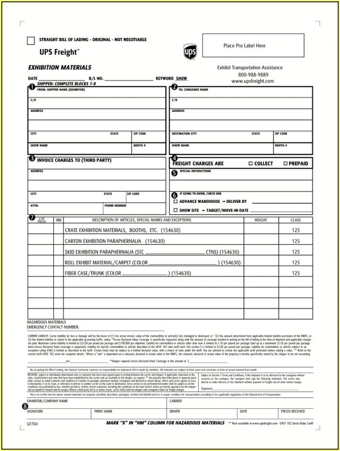 Ups International Bill Of Lading Form Ups International Bill Of Lading Form