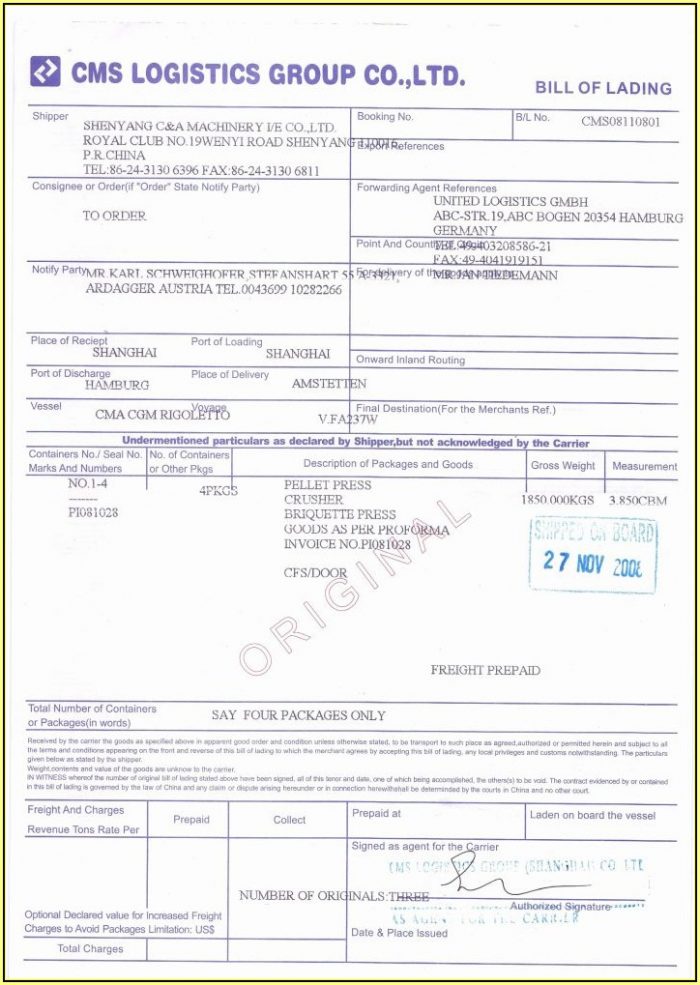 Ups Printable Bill Of Lading Form Ups Printable Bill Of Lading Form