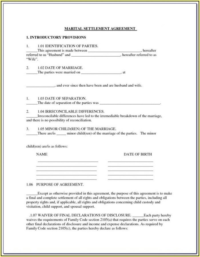 Virginia Marital Separation Agreement Example Virginia Marital Separation Agreement Example