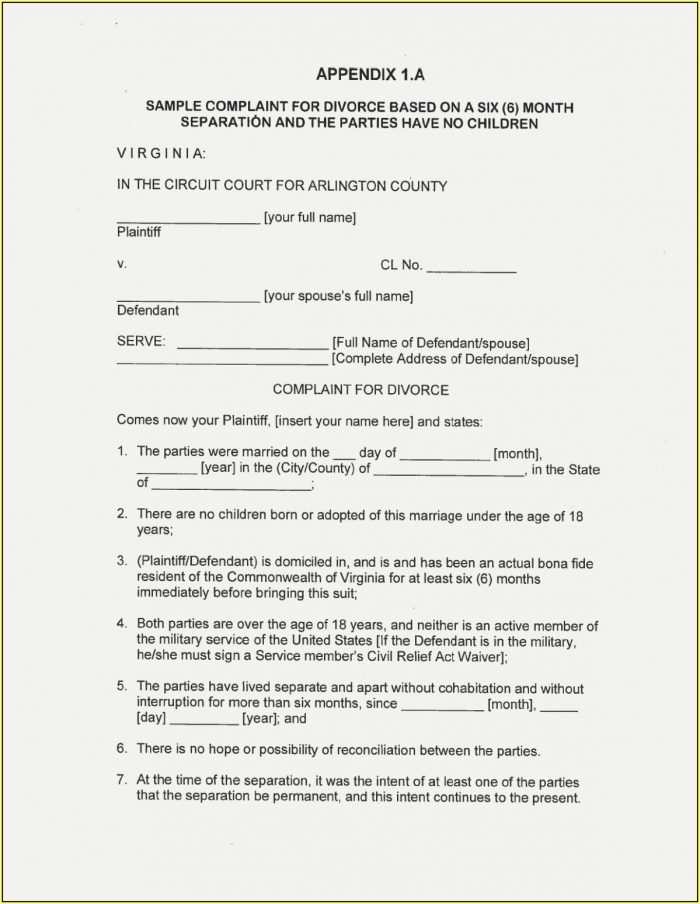 Virginia Separation Agreement Form Virginia Separation Agreement Form