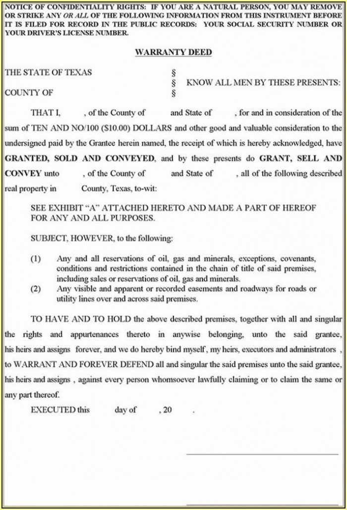 Warranty Deed Sample Texas Warranty Deed Sample Texas