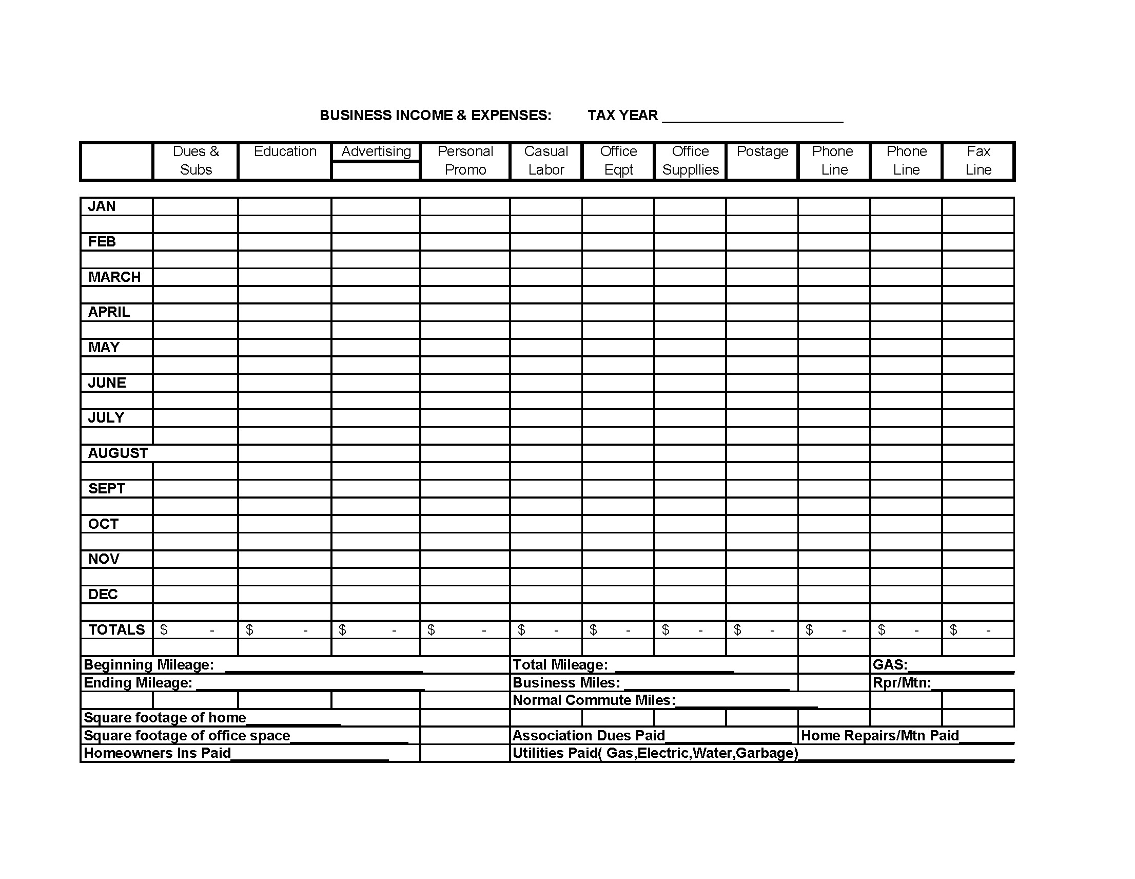 Business Expenses Spreadsheet Template