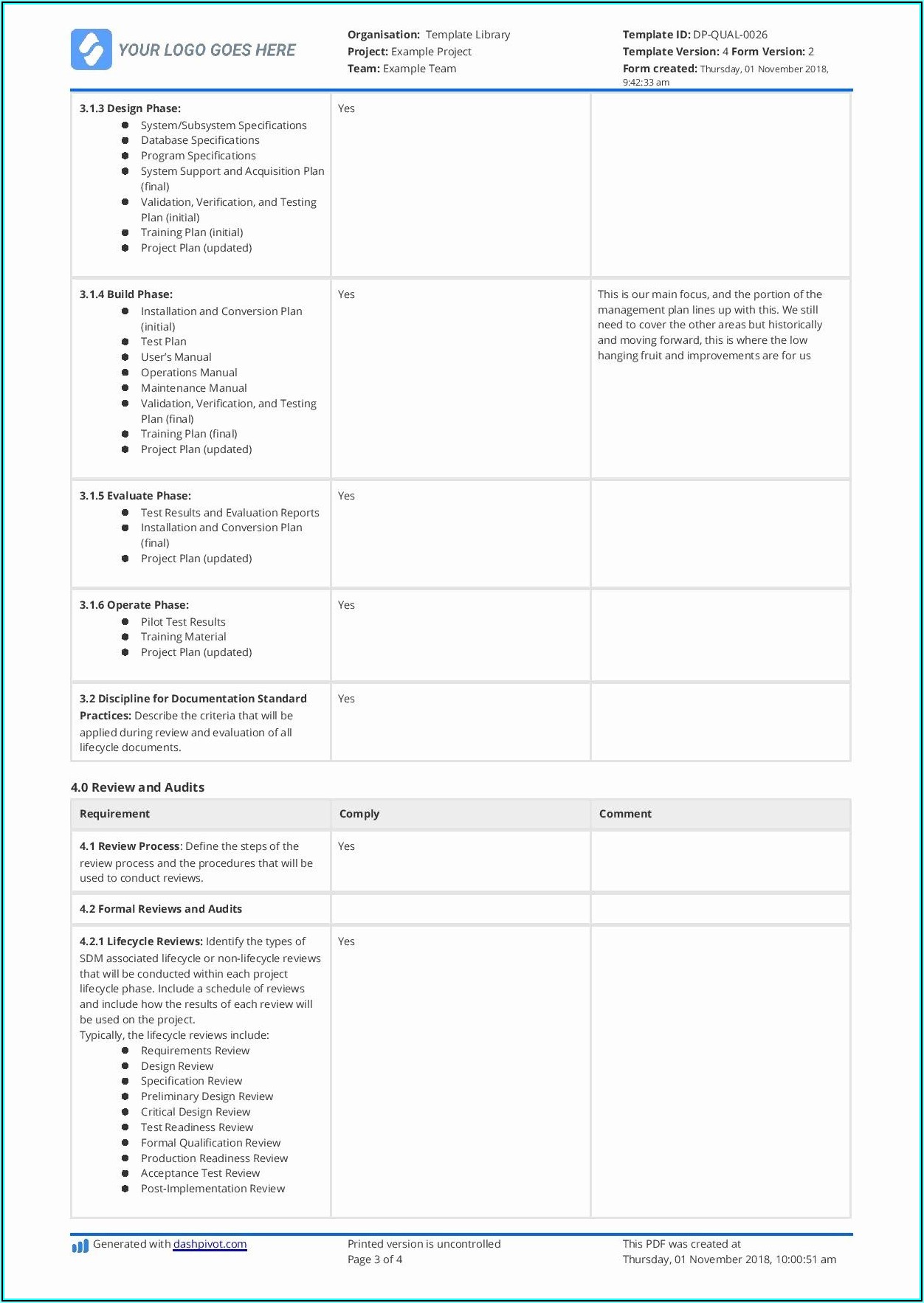 Free Quality Assurance Plan Template Excel