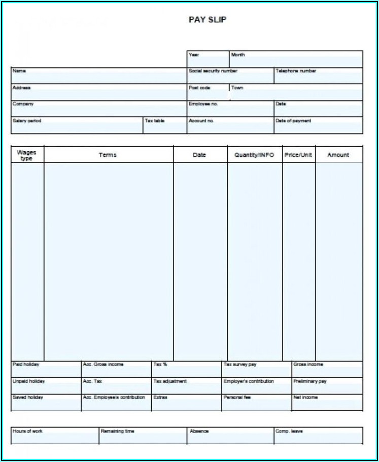 Microsoft Pay Stub Template