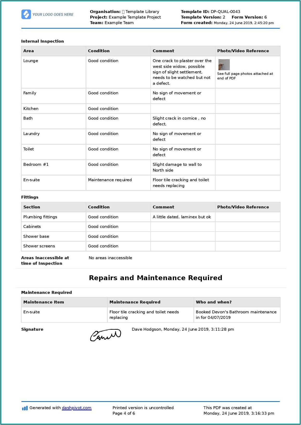 Property Inspection Template