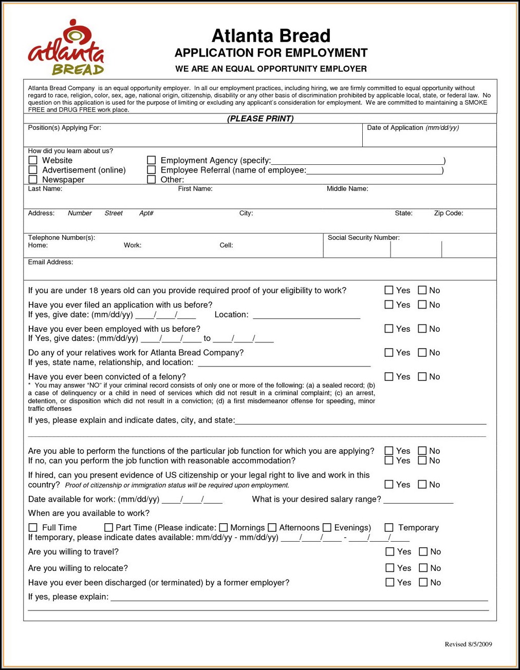Panera Bread Jobs Application Form Job Applications